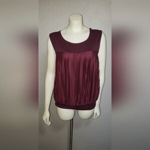 ANN TAYLOR LOFT WOMENS SLEEVELESS BURGUNDY RIBBED TOP